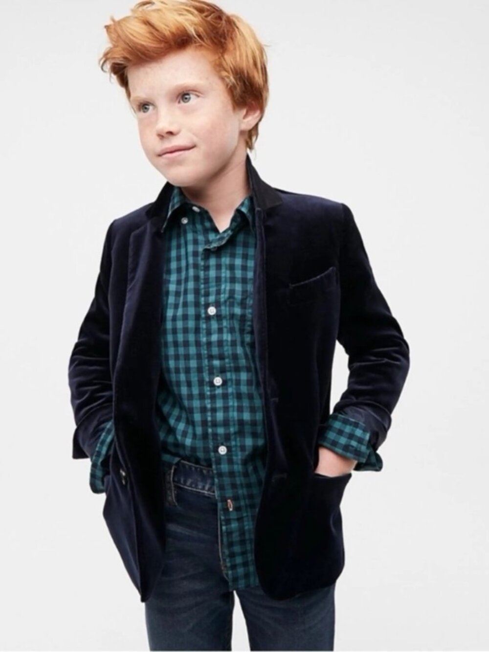 CREWCUTS 6 Blue Velvet Ludlow Blazer Jacket Holiday Lapel Collar - Picture 9 of 9